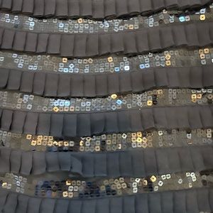 Black sequin ruffle mini skirt